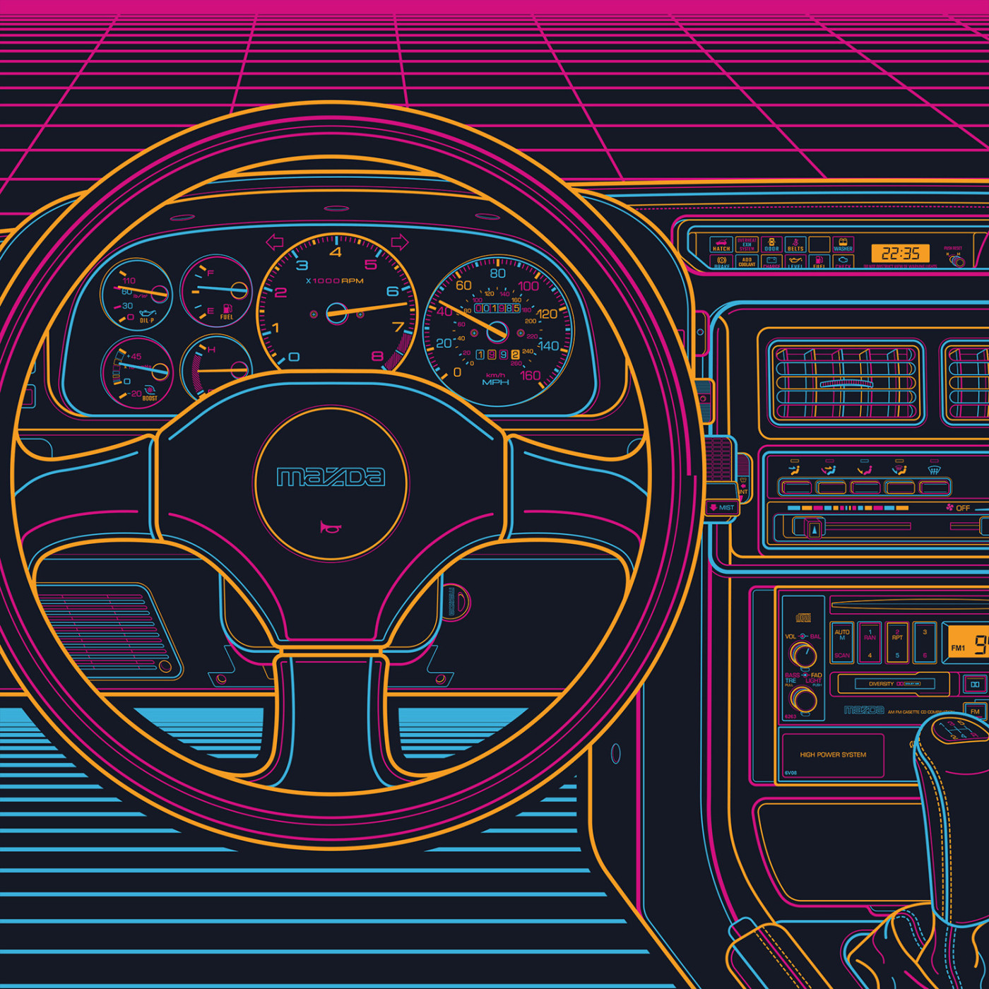 Mazda RX7 FC Eighties Sunset