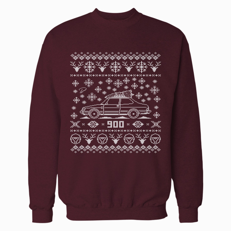 Saab 900 2 Door Full Christmas Sweater