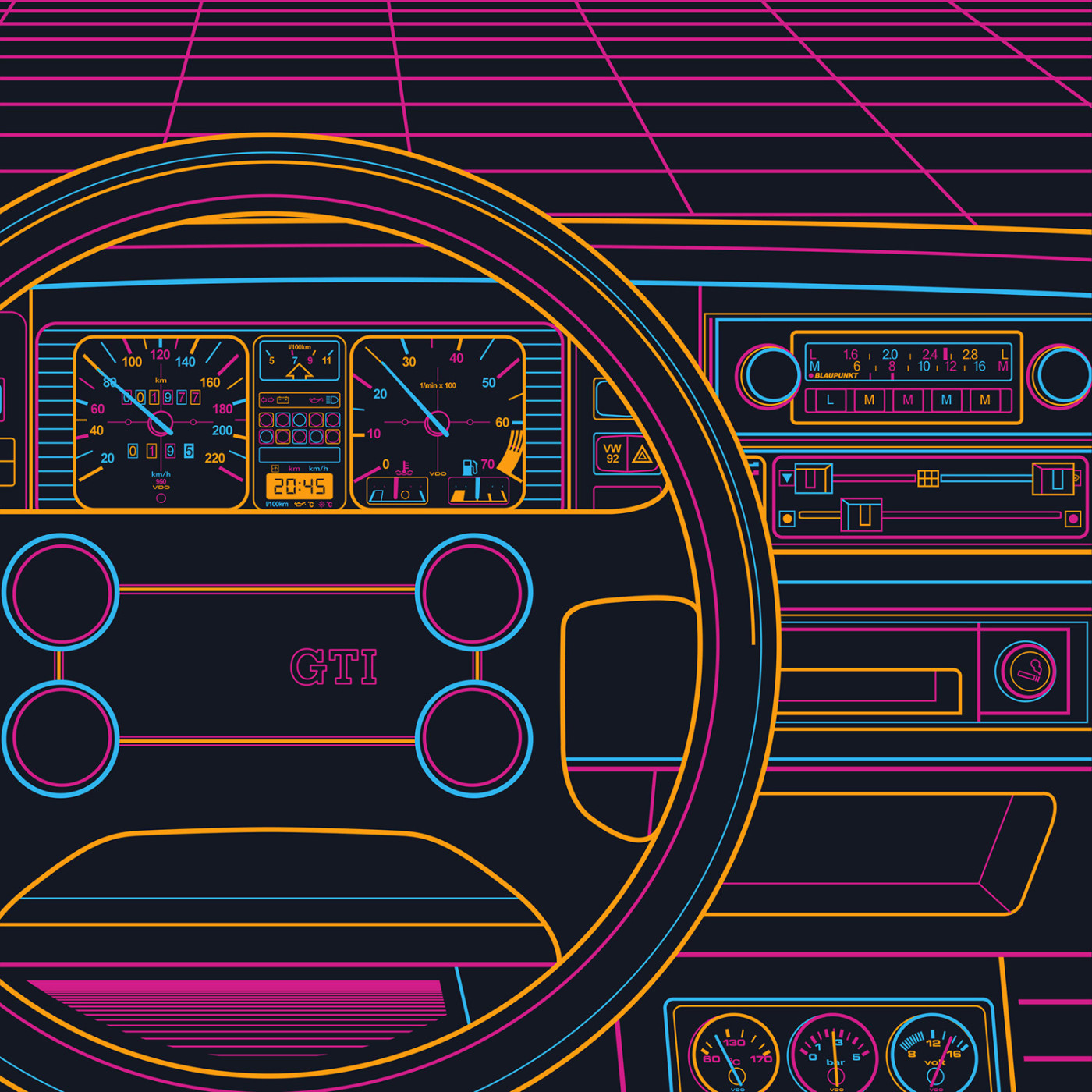 VW MK1 Eighties Sunset