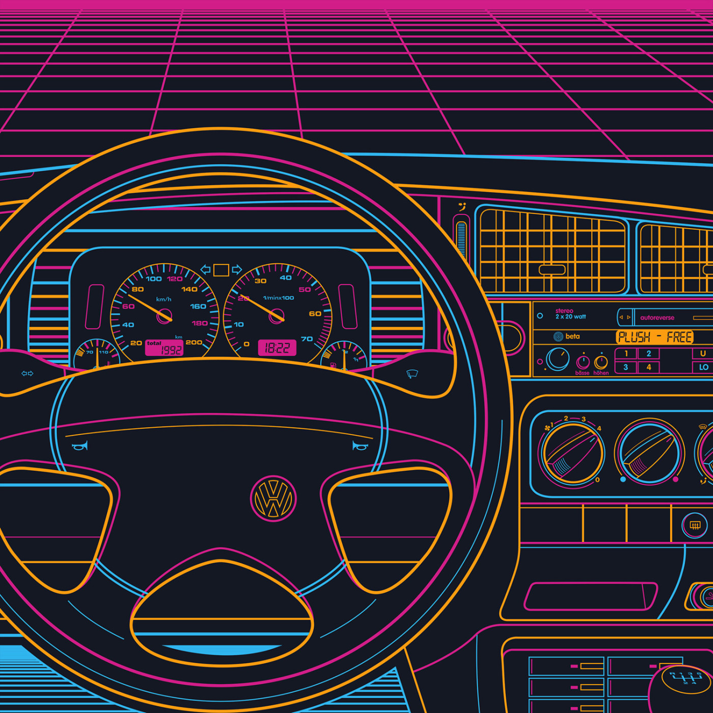 VW MK3 Eighties Sunset