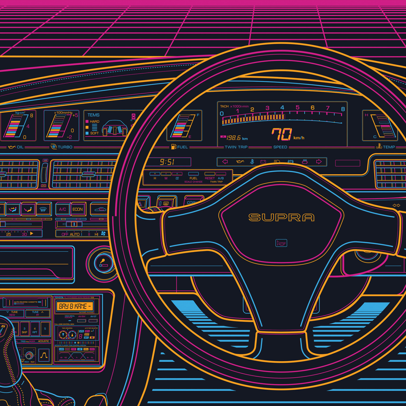 Toyota Supra A70 Eighties Sunset