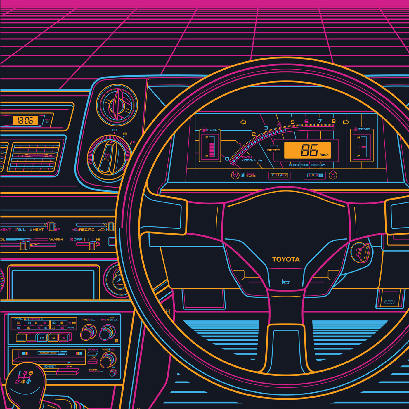 Toyota AE86 Digital Eighties Sunset